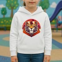 Retro Tropical Palm Tree Hipster Tiger Kids Hoodie thumb 3