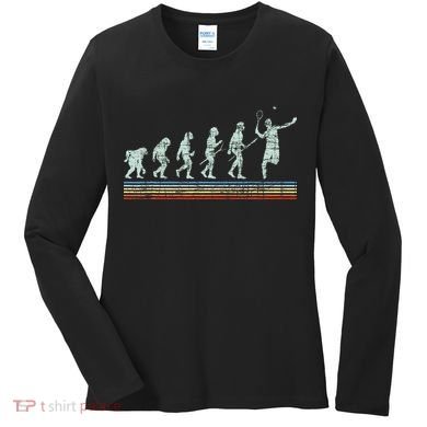 Retro Tennis Player Evolution Vintage Women's Long Sleeve Shirt