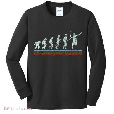 Retro Tennis Player Evolution Vintage Kids Long Sleeve Shirt