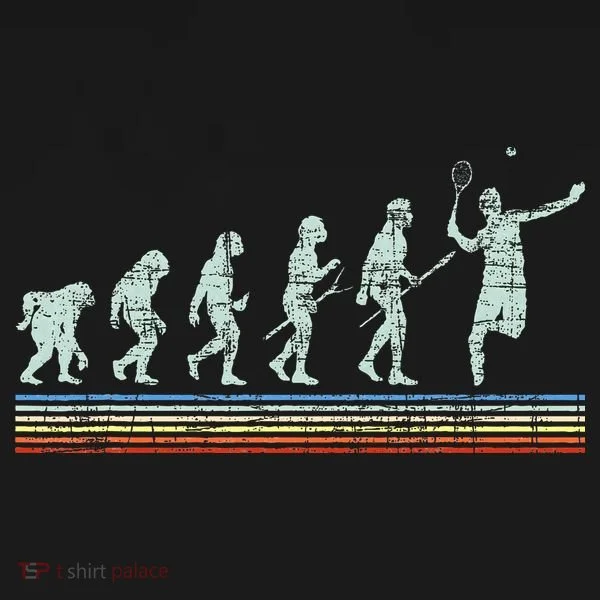 Retro Tennis Player Evolution Vintage Kids T-Shirt