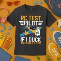 Rc Test Pilot If I Duck You Should Too Model Aircraft Pilot Kids T-Shirt thumb 3