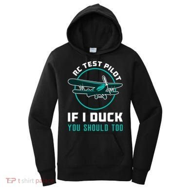 Rc Test Pilot If I Duck Model Airplane Vintage Rc Plane Gift Women's Hoodie