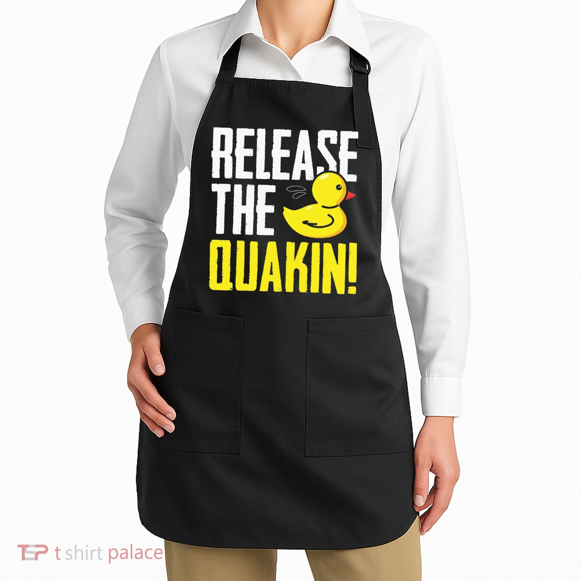 Release The Quackin! Graphic Rubber Duck Funny Apron