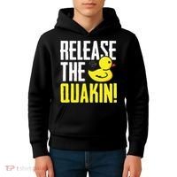Release The Quackin! Graphic Rubber Duck Funny Kids Hoodie thumb 4