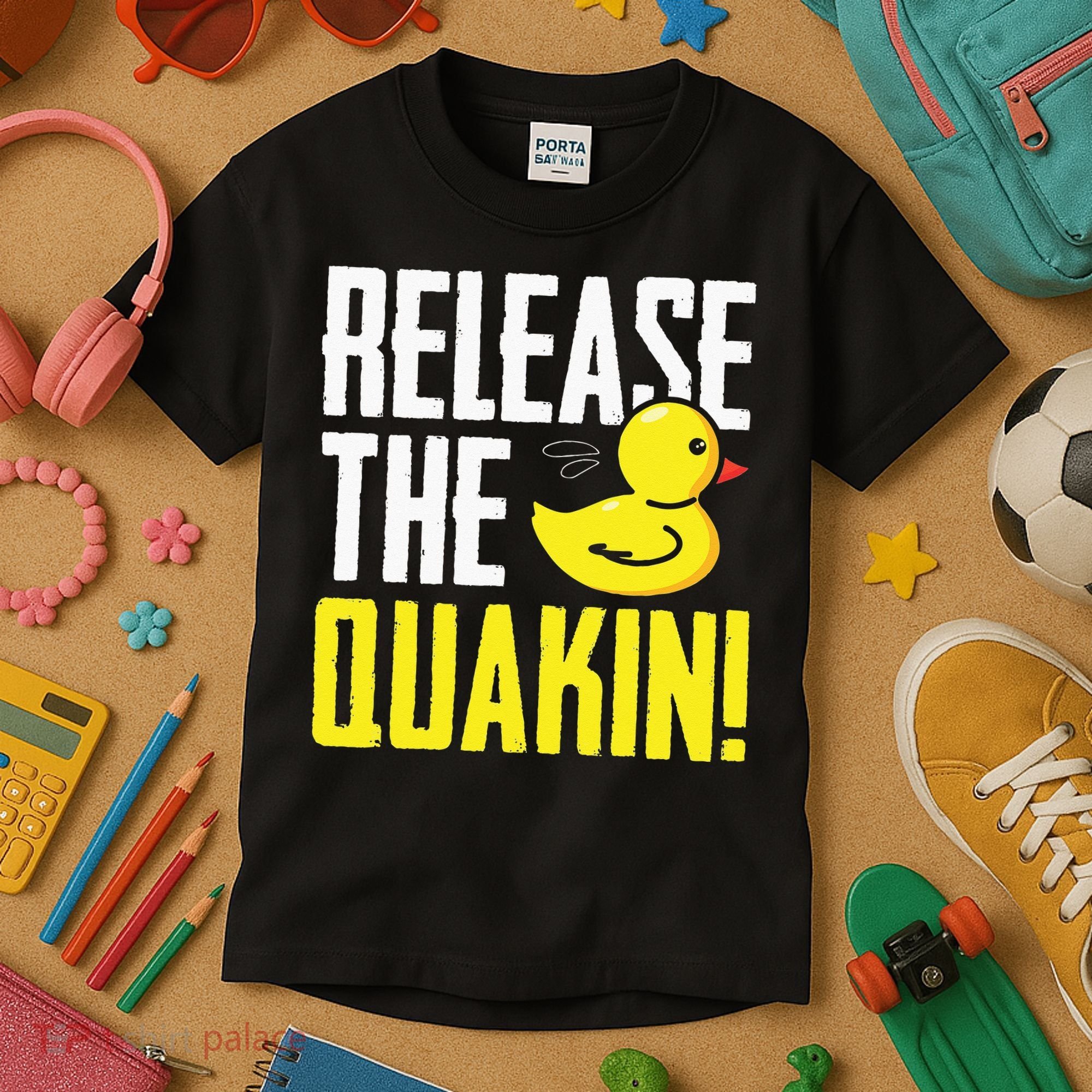 Release The Quackin! Graphic Rubber Duck Funny Kids T-Shirt