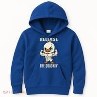 Release The Quackin Duck Gym Weightlifting Bodybuilder Kids Hoodie thumb 0
