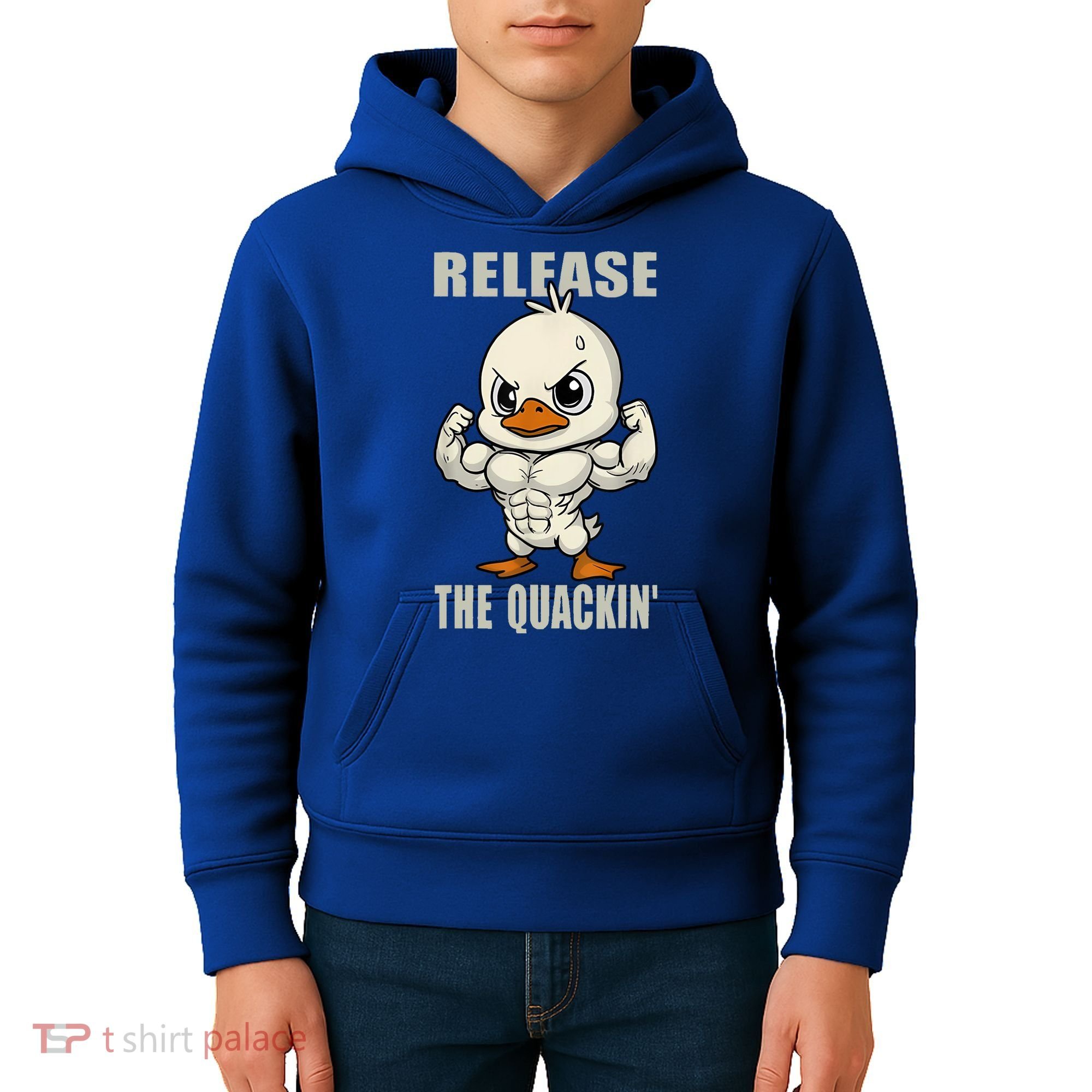 Release The Quackin Duck Gym Weightlifting Bodybuilder Kids Hoodie