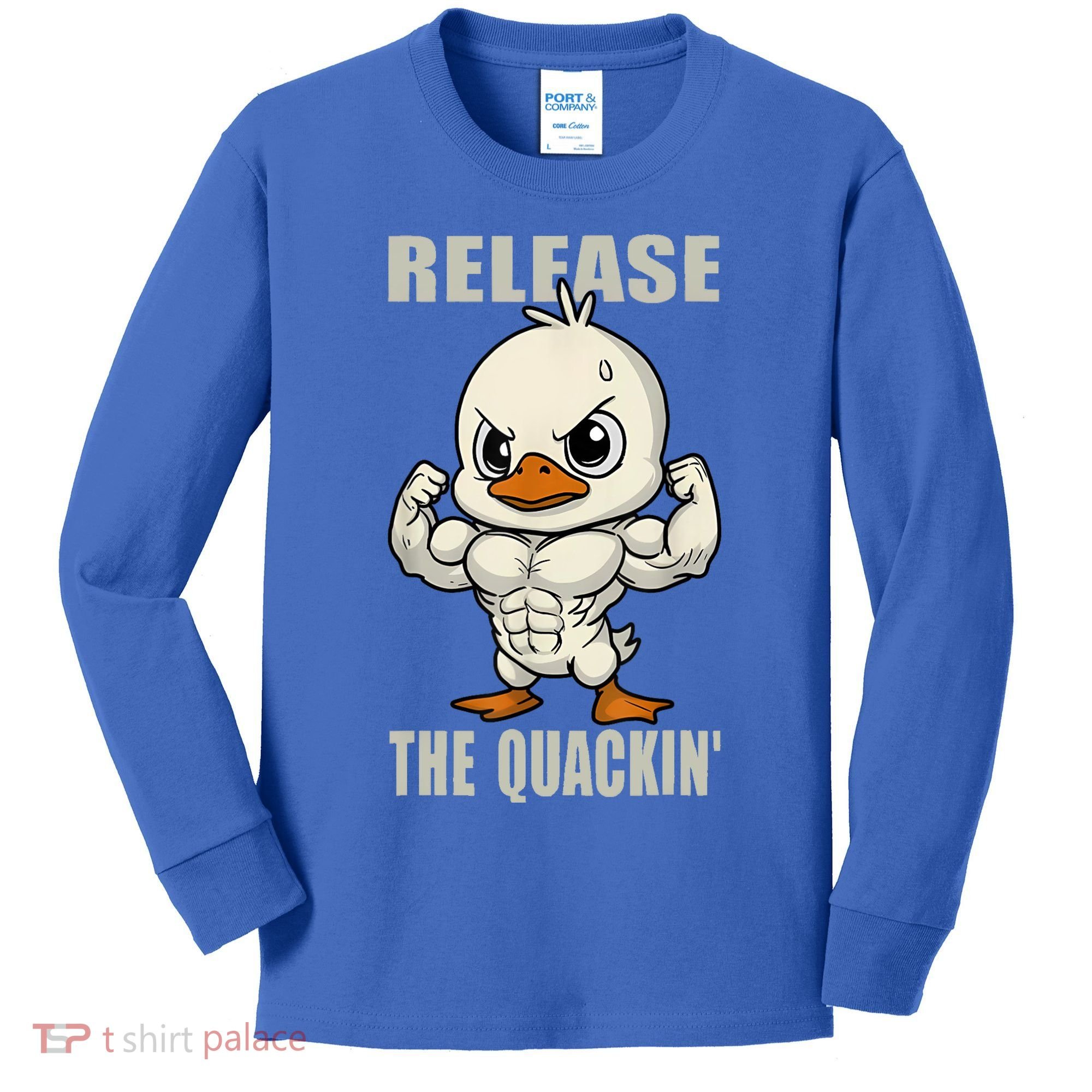 Release The Quackin Duck Gym Weightlifting Bodybuilder Kids Long Sleeve Shirt