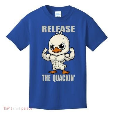 Release The Quackin Duck Gym Weightlifting Bodybuilder Kids T-Shirt