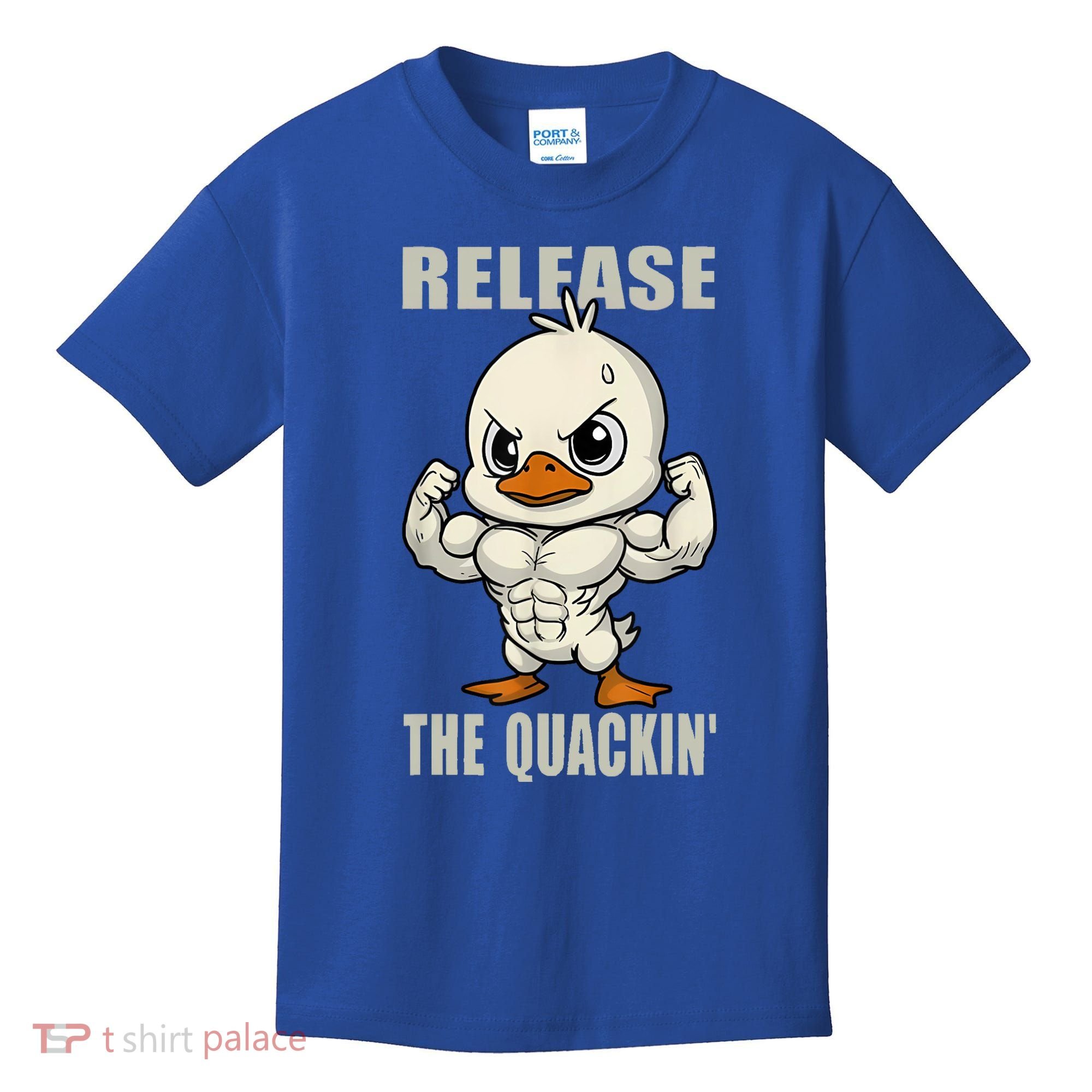 Release The Quackin Duck Gym Weightlifting Bodybuilder Kids T-Shirt