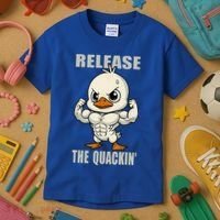 Release The Quackin Duck Gym Weightlifting Bodybuilder Kids T-Shirt thumb 3