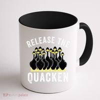 Release The Quacken, Farmer, Duck Lover, Funny Animal Lover Coffee Mug thumb 1