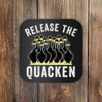 Release The Quacken, Farmer, Duck Lover, Funny Animal Lover Coaster thumb 0