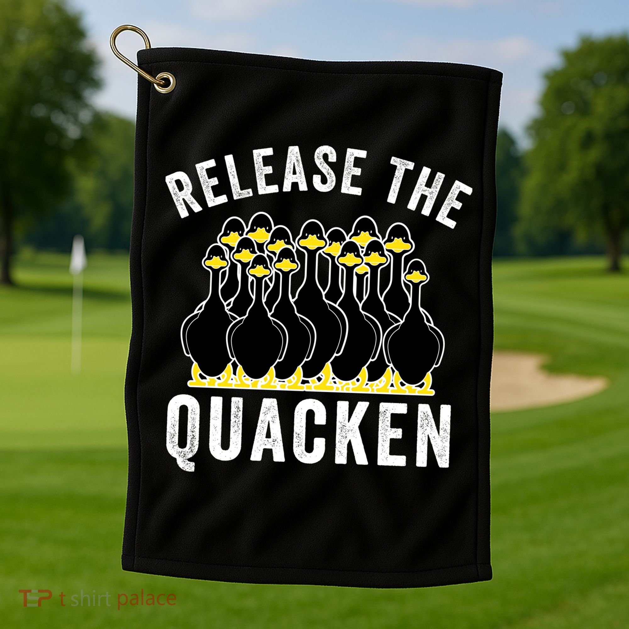 Release The Quacken, Farmer, Duck Lover, Funny Animal Lover Golf Towel