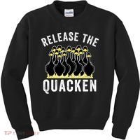 Release The Quacken, Farmer, Duck Lover, Funny Animal Lover Kids Sweatshirt thumb 0