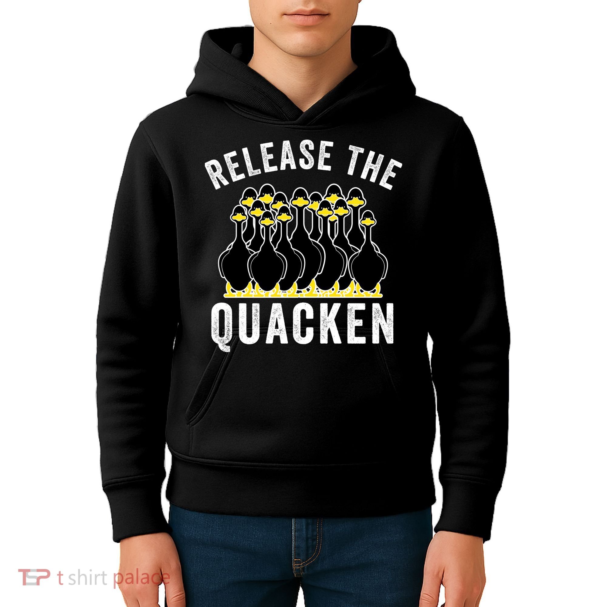 Release The Quacken, Farmer, Duck Lover, Funny Animal Lover Kids Hoodie