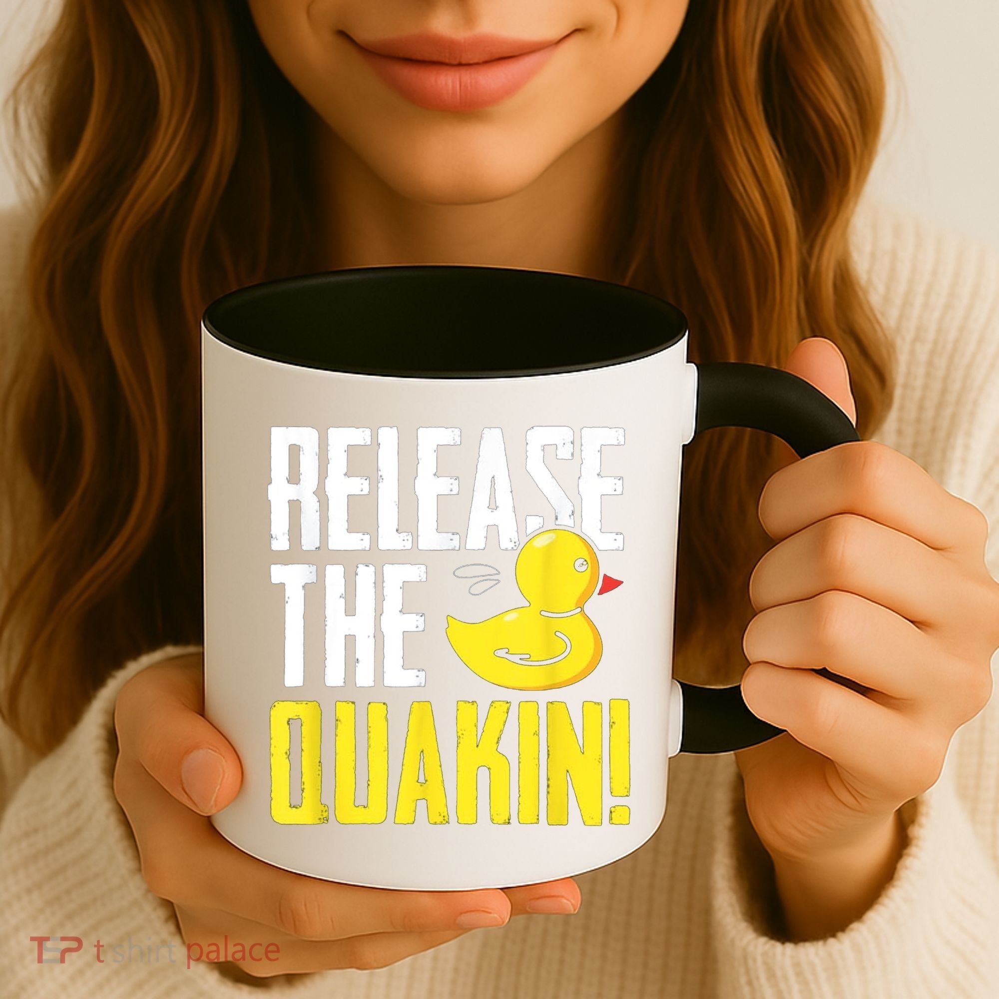Release The Quackin! Graphic Rubber Duck Coffee Mug