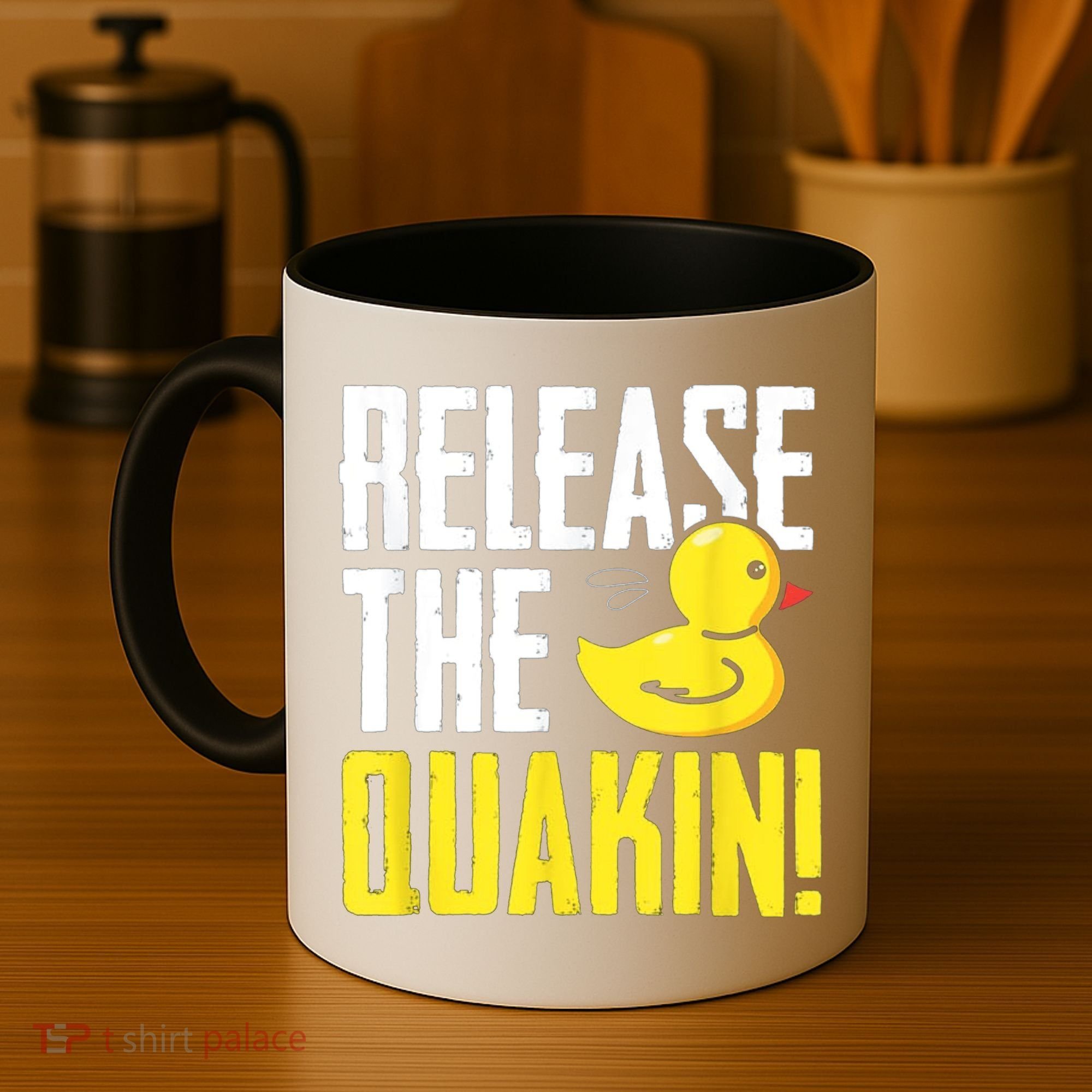 Release The Quackin! Graphic Rubber Duck Coffee Mug