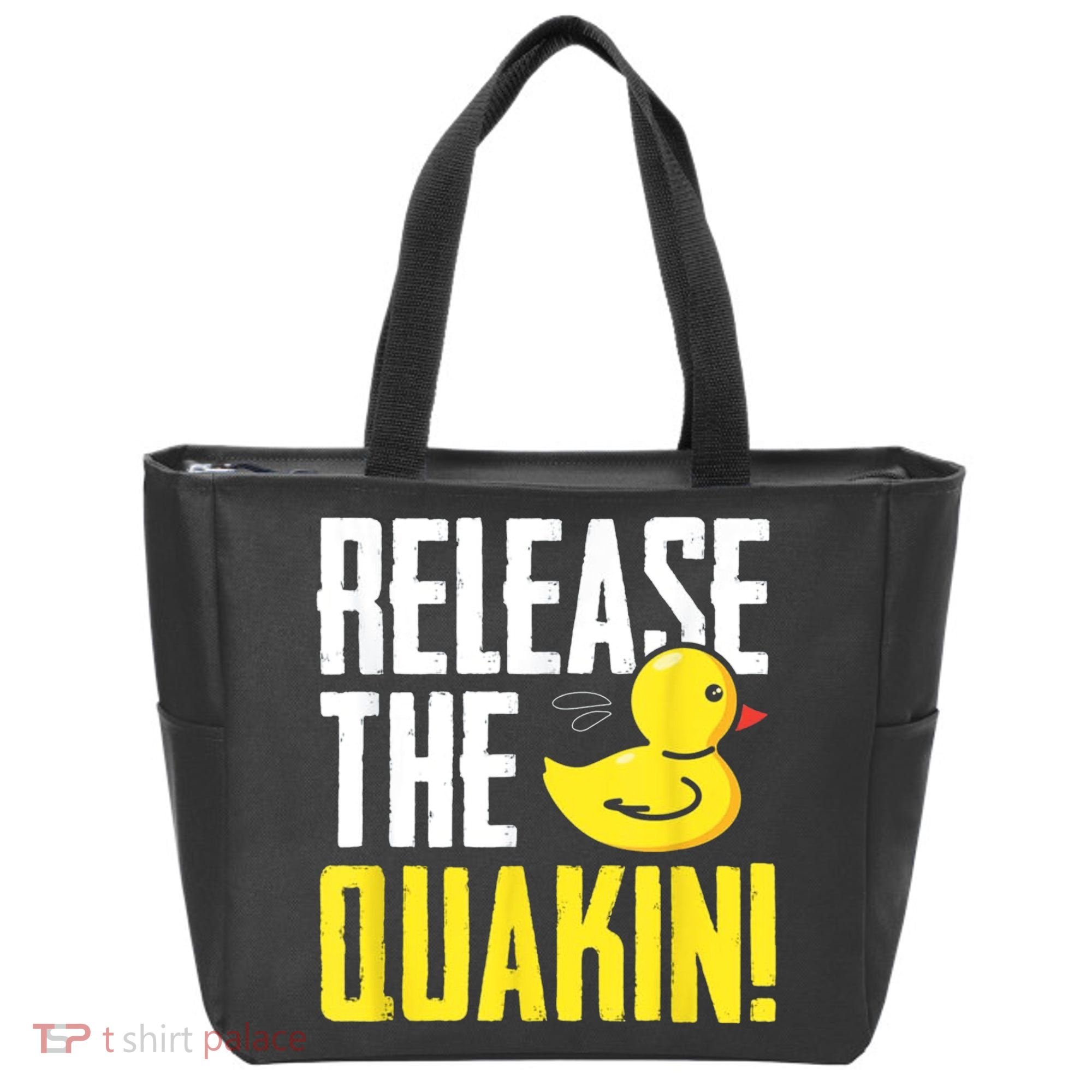 Release The Quackin! Graphic Rubber Duck Tote Bag
