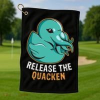 Release the Quacken a Funny Kraken Duck Golf Towel thumb 1