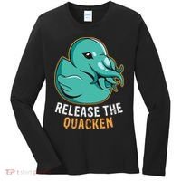 Release the Quacken a Funny Kraken Duck Women's Long Sleeve Shirt thumb 0
