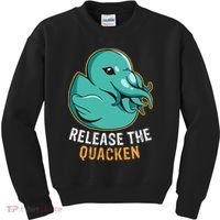 Release the Quacken a Funny Kraken Duck Kids Sweatshirt thumb 0