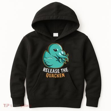 Release the Quacken a Funny Kraken Duck Kids Hoodie