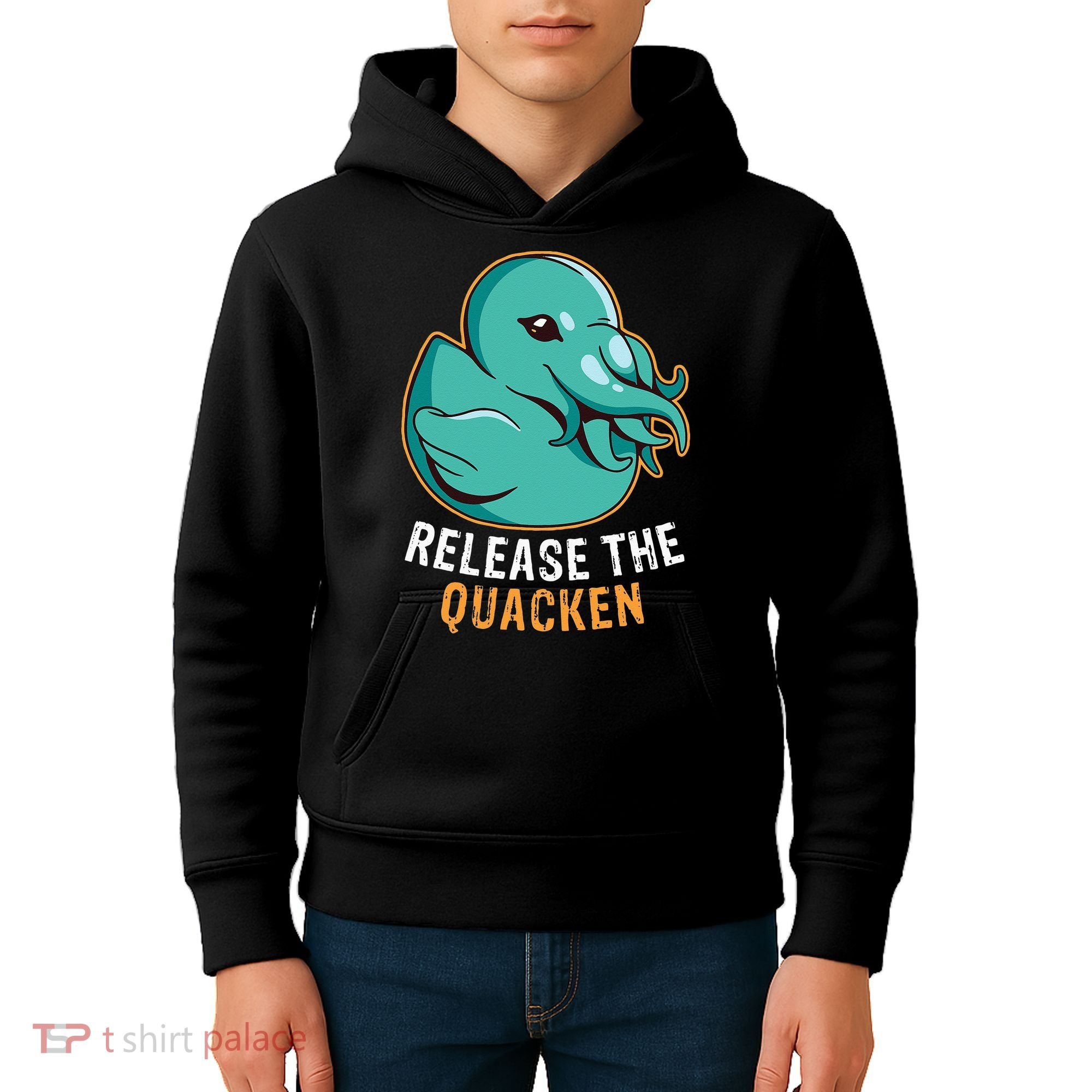 Release the Quacken a Funny Kraken Duck Kids Hoodie