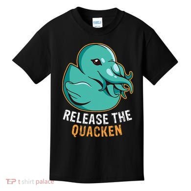 Release the Quacken a Funny Kraken Duck Kids T-Shirt
