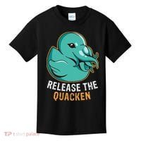 Release the Quacken a Funny Kraken Duck Kids T-Shirt thumb 0