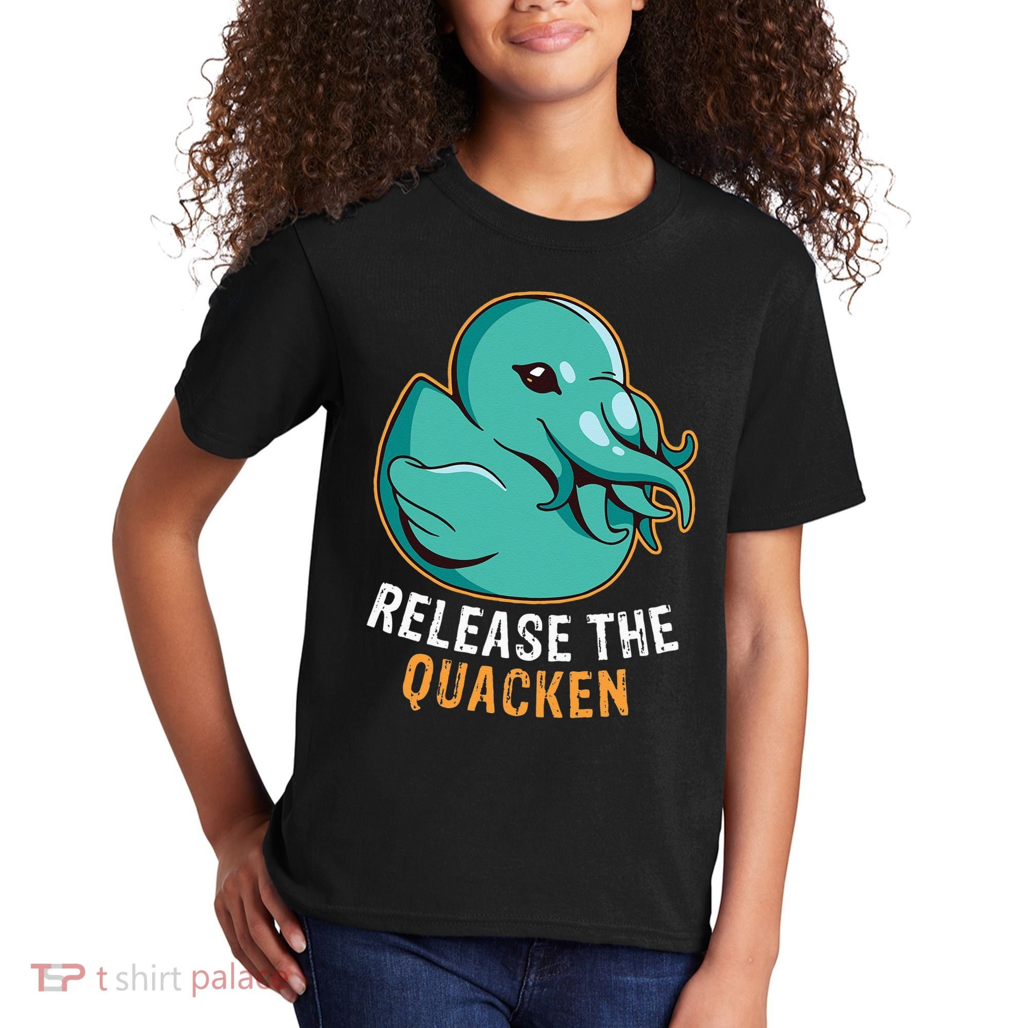Release the Quacken a Funny Kraken Duck Kids T-Shirt