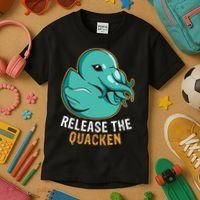 Release the Quacken a Funny Kraken Duck Kids T-Shirt thumb 3