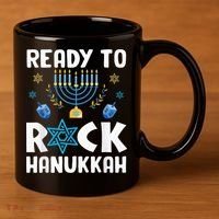Ready To Rock Hanukkah Pajamas Chanukah 11oz C Handle Ceramic Mug thumb 3