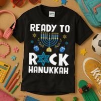 Ready To Rock Hanukkah Pajamas Chanukah Kids T-Shirt thumb 3