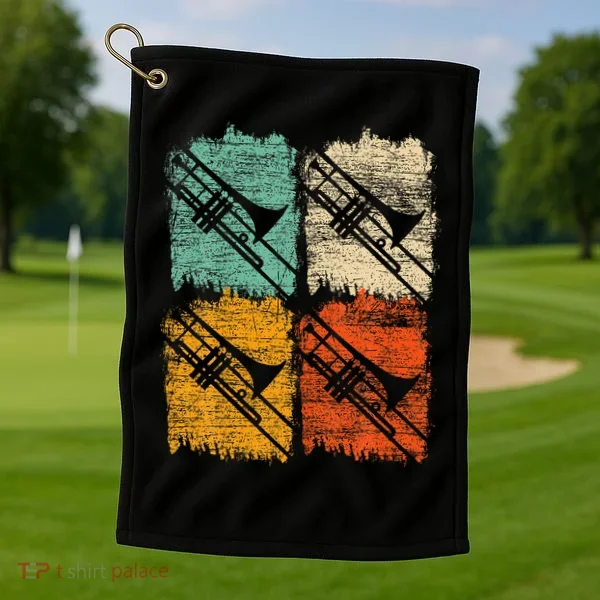 Retro Trombone Golf Towel
