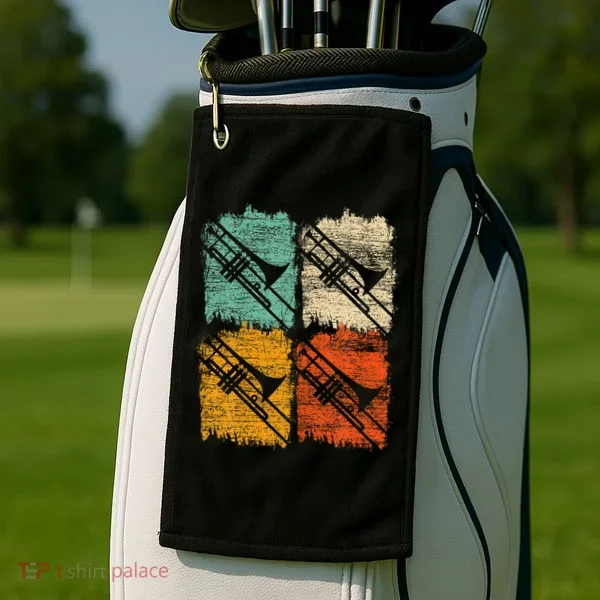 Retro Trombone Golf Towel