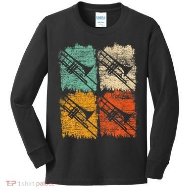 Retro Trombone Kids Long Sleeve Shirt