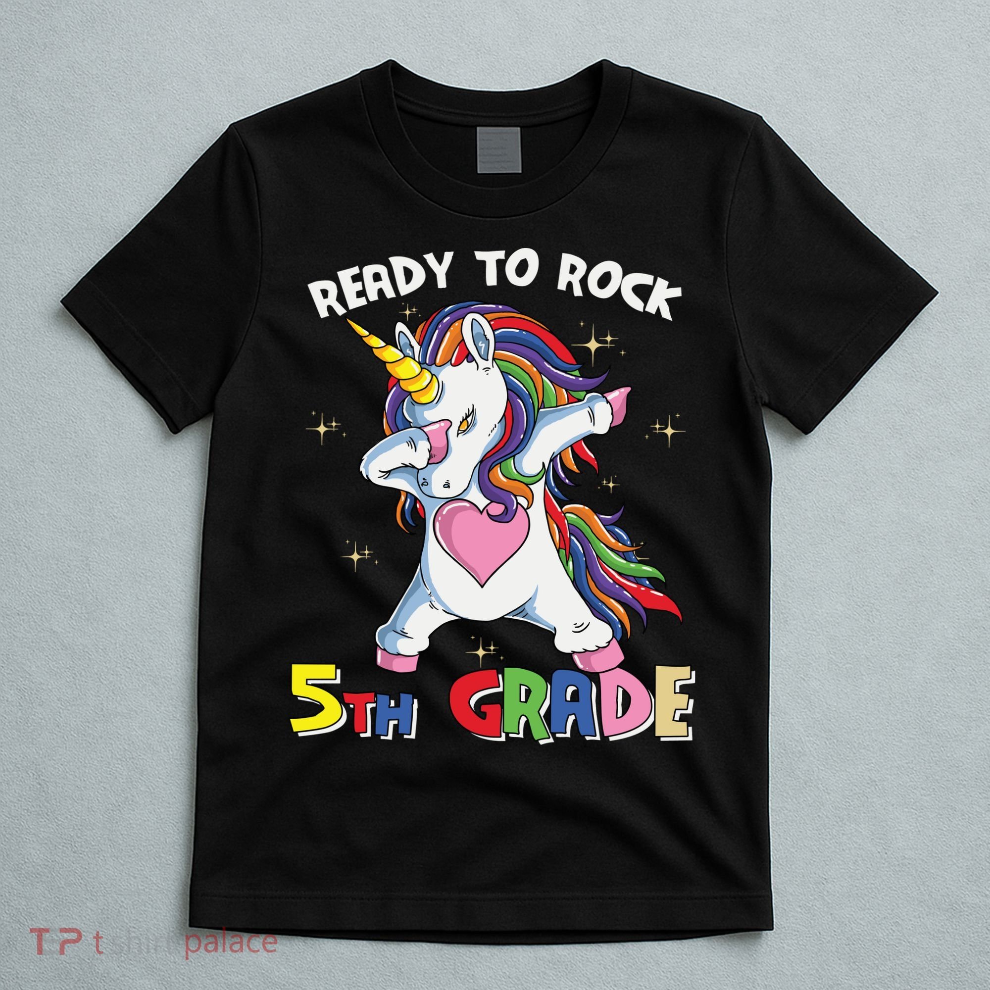 Ready To Rock 5th Grade Unicorn Graphic Plus Size Shirt For Teacher Kids T-Shirt