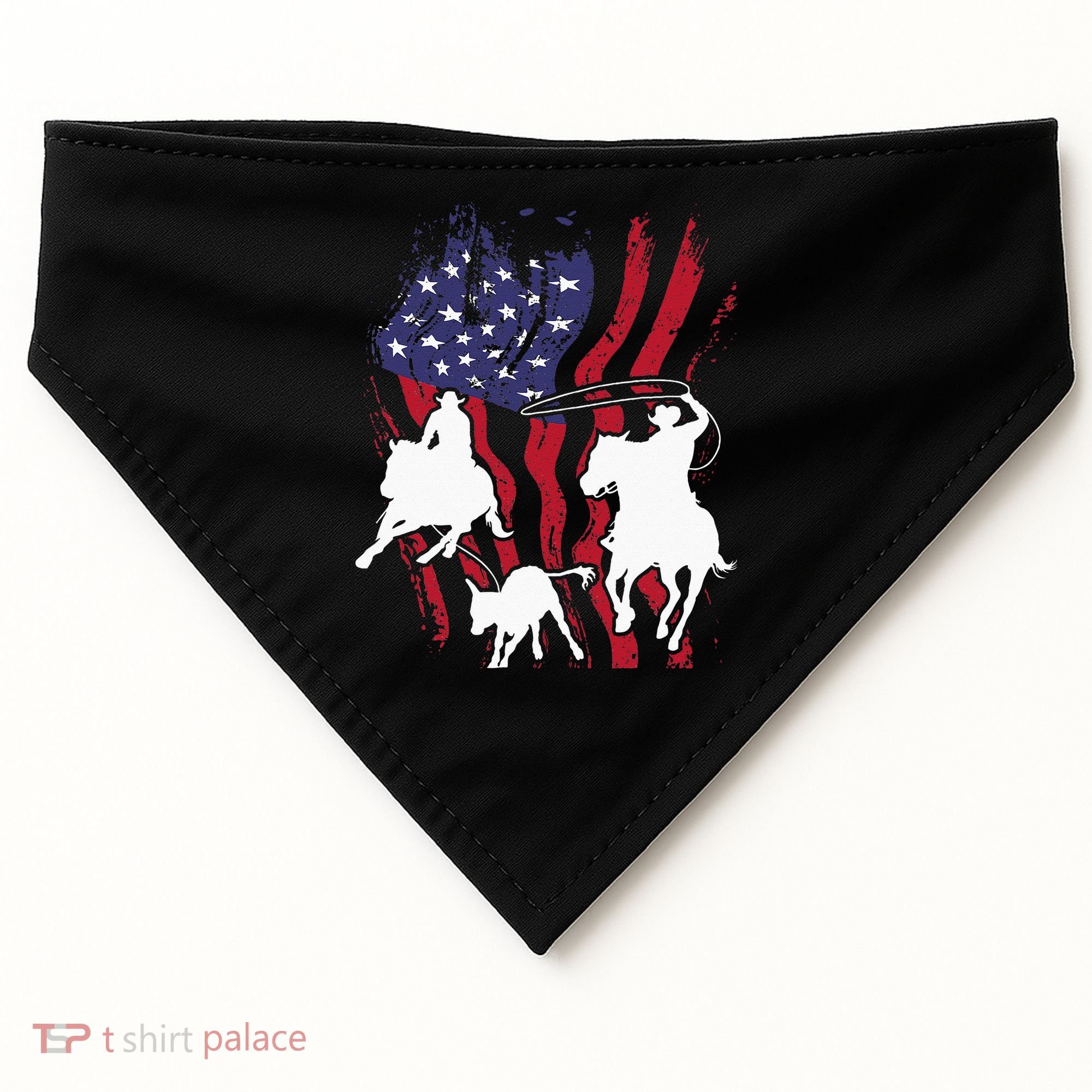 Rodeo Team Roping Horse Riding Equestrian Header Heeler USA-Made Doggie Bandana