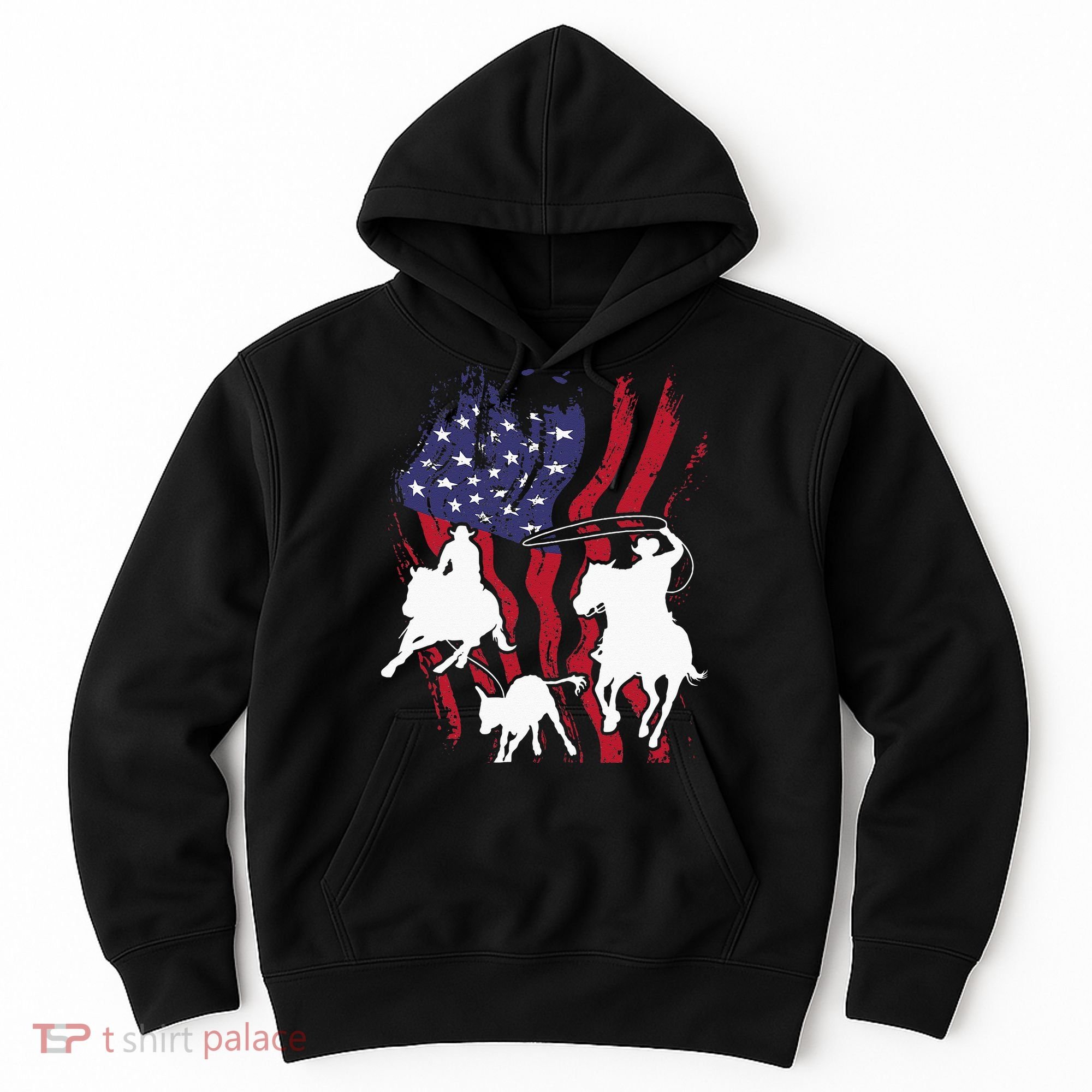 Rodeo Team Roping Horse Riding Equestrian Header Heeler Hoodie