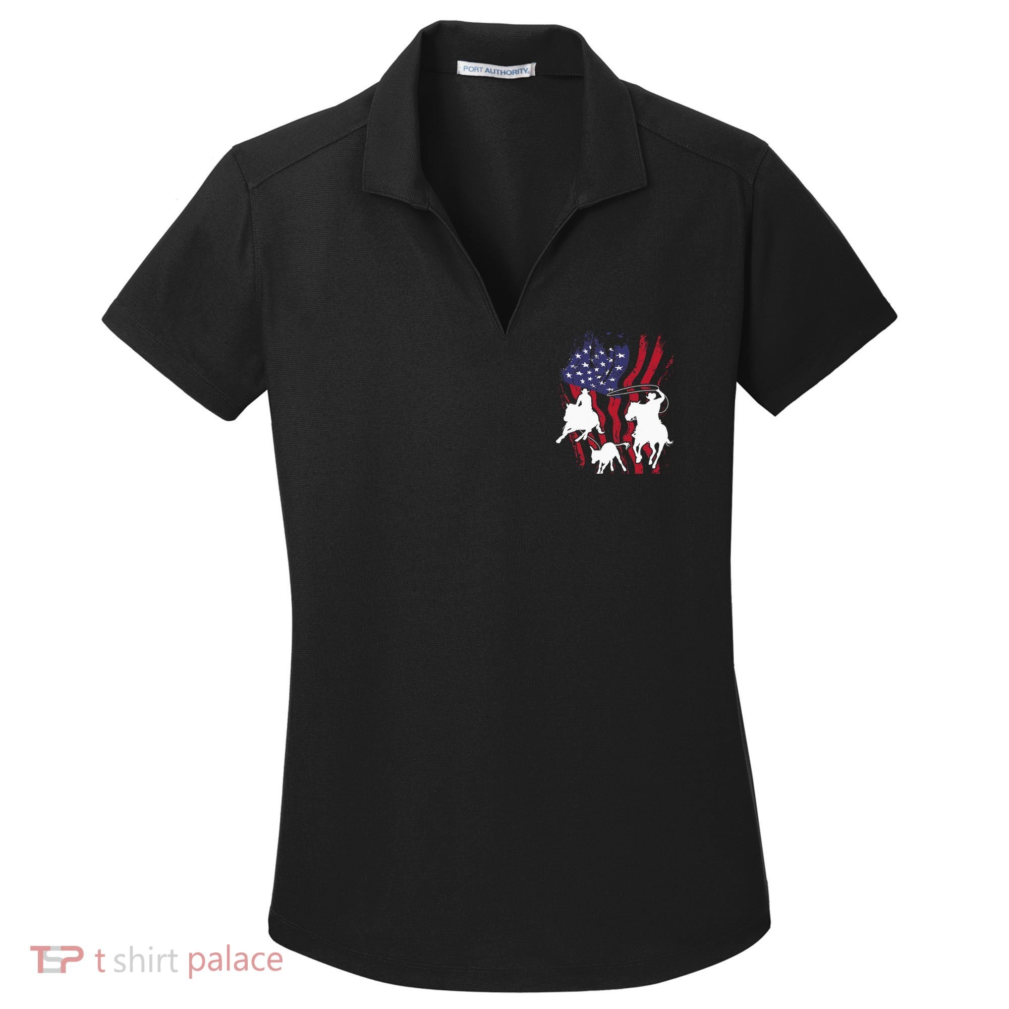 Rodeo Team Roping Horse Riding Equestrian Header Heeler Women's Dry Zone Grid Polo