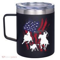 Rodeo Team Roping Horse Riding Equestrian Header Heeler 12oz Stainless Steel Coffee Mug thumb 2