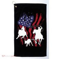 Rodeo Team Roping Horse Riding Equestrian Header Heeler Golf Towel thumb 0