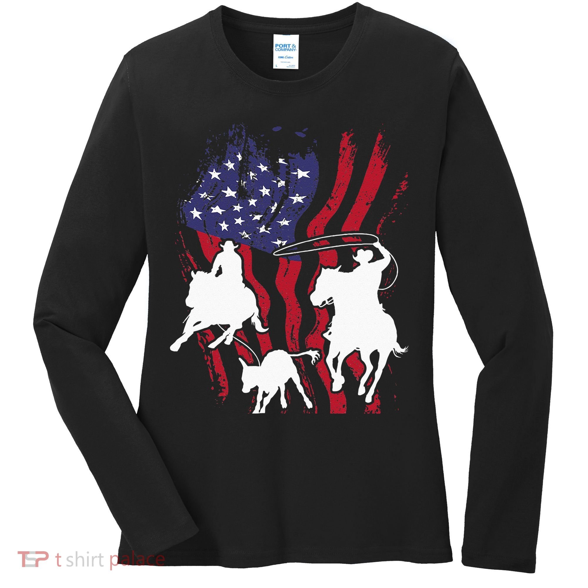 Rodeo Team Roping Horse Riding Equestrian Header Heeler Women's Long Sleeve Shirt
