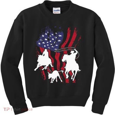Rodeo Team Roping Horse Riding Equestrian Header Heeler Kids Sweatshirt