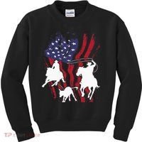 Rodeo Team Roping Horse Riding Equestrian Header Heeler Kids Sweatshirt thumb 0