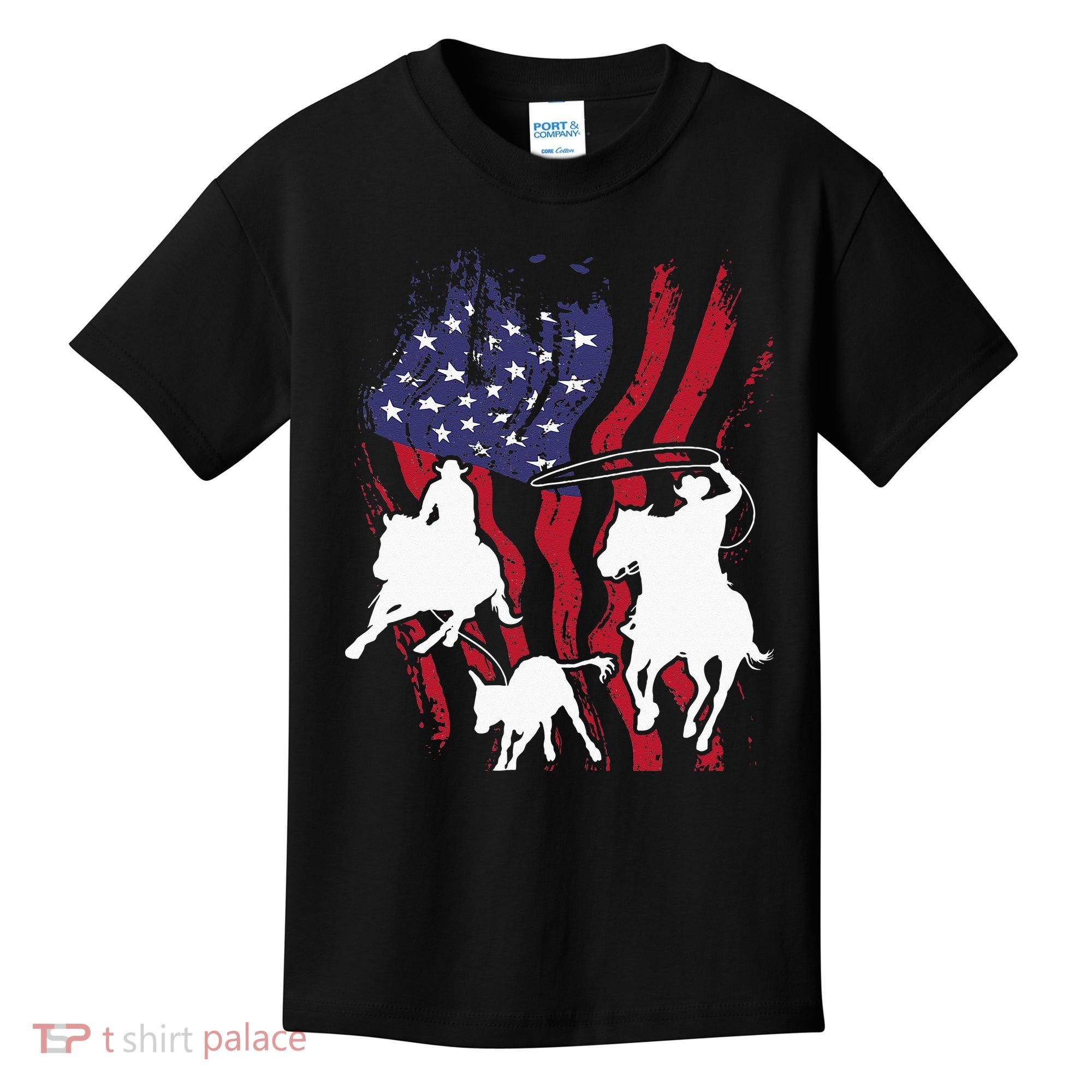 Rodeo Team Roping Horse Riding Equestrian Header Heeler Kids T-Shirt