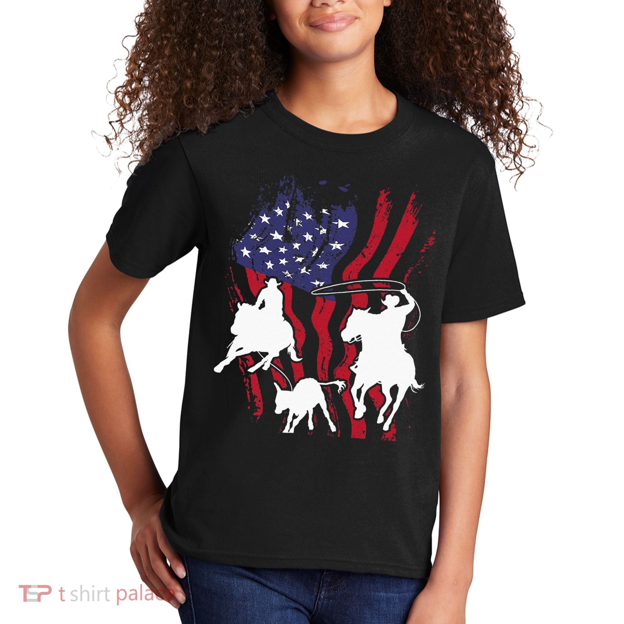 Rodeo Team Roping Horse Riding Equestrian Header Heeler Kids T-Shirt