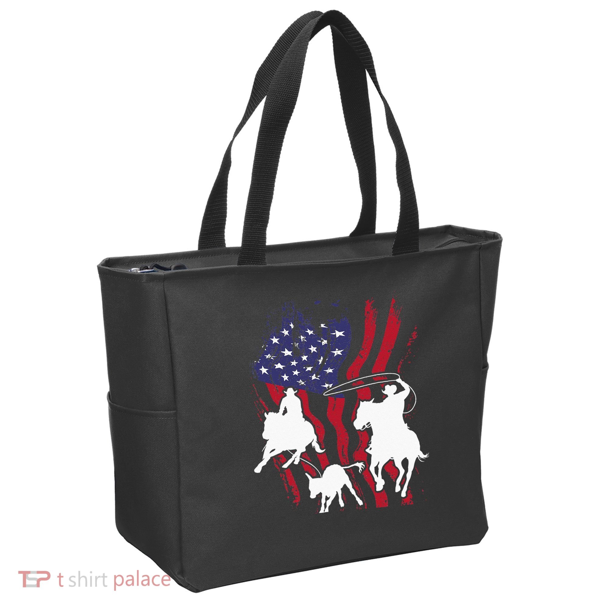 Rodeo Team Roping Horse Riding Equestrian Header Heeler Tote Bag
