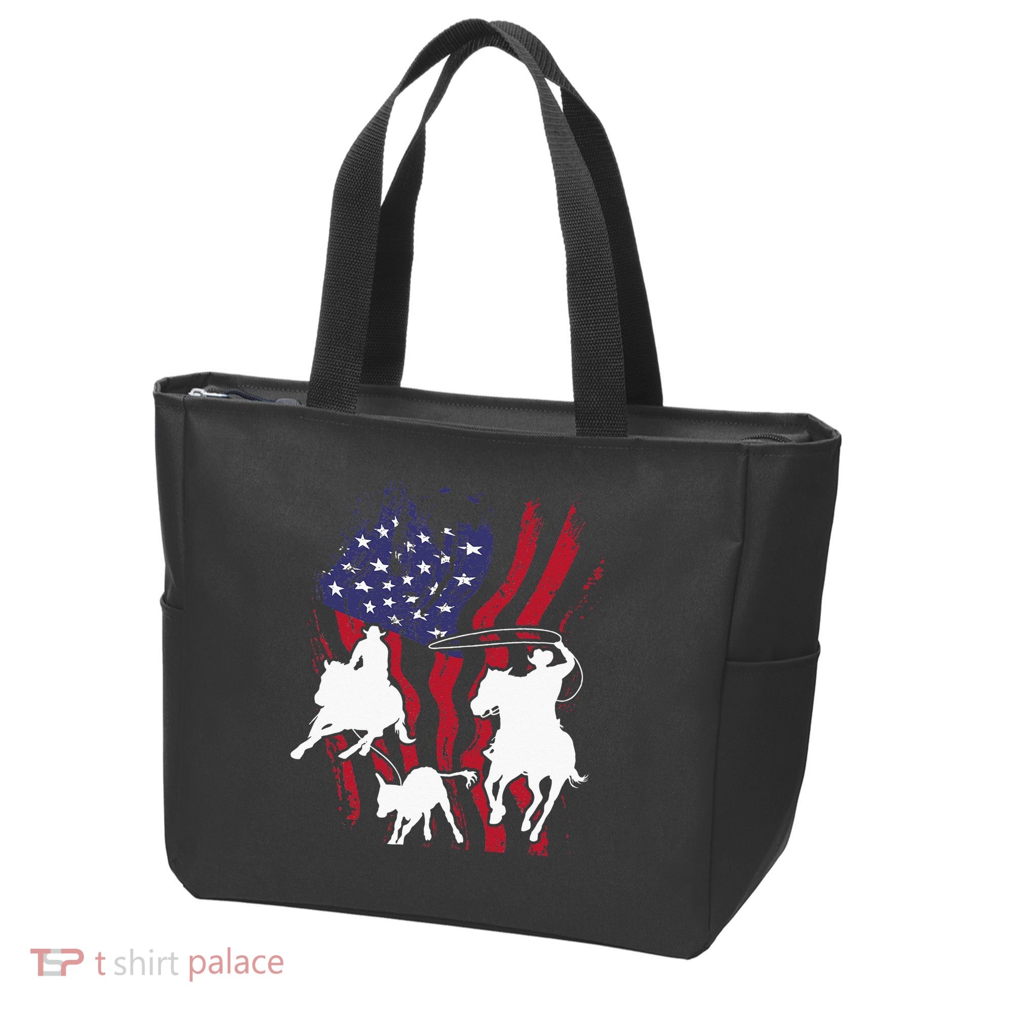Rodeo Team Roping Horse Riding Equestrian Header Heeler Tote Bag